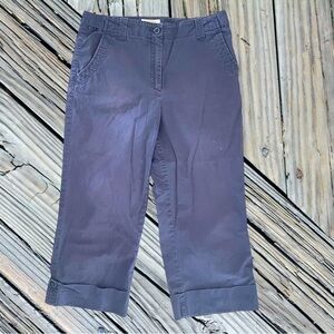 Talbots Size 6 Gray Stretch Chino Cuffed Cropped Pants